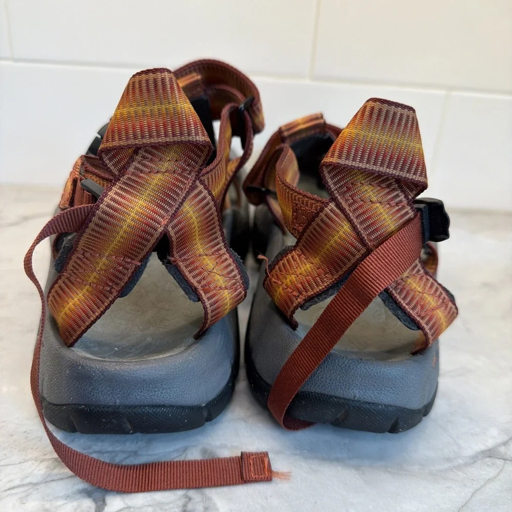 MION Footwear Water Sandals Men's 10 Orange Red Strap Closed Toe Hiking Outdoor